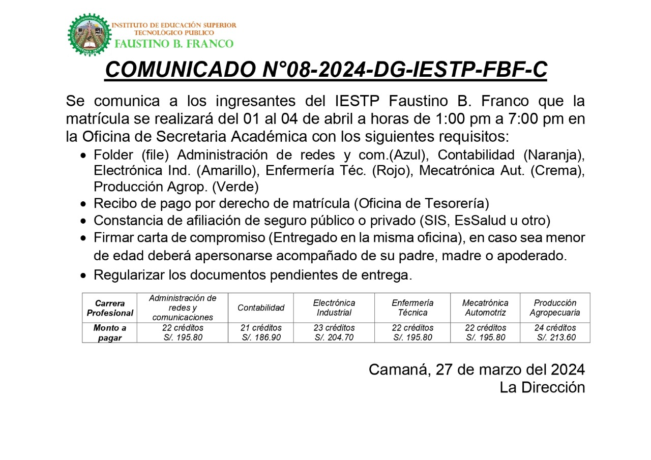 COMUNICADO N° 008-2024-DG-IESTP»FBF»- C